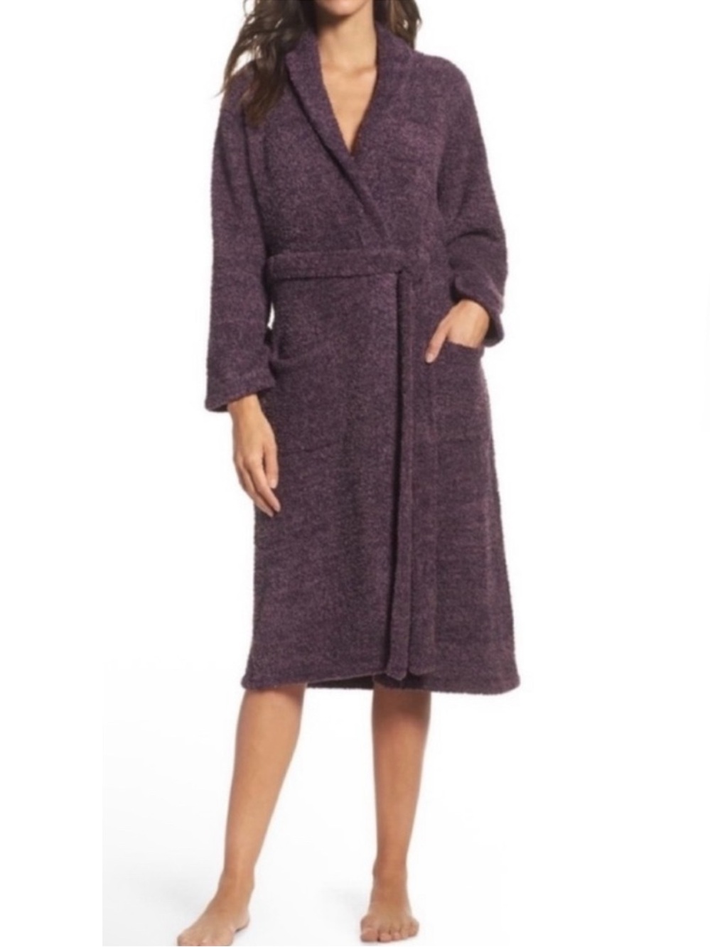 BAREFOOT DREAMS CozyChic Heathered Unisex Robe Plum Purple NEW With Flaw Size 2